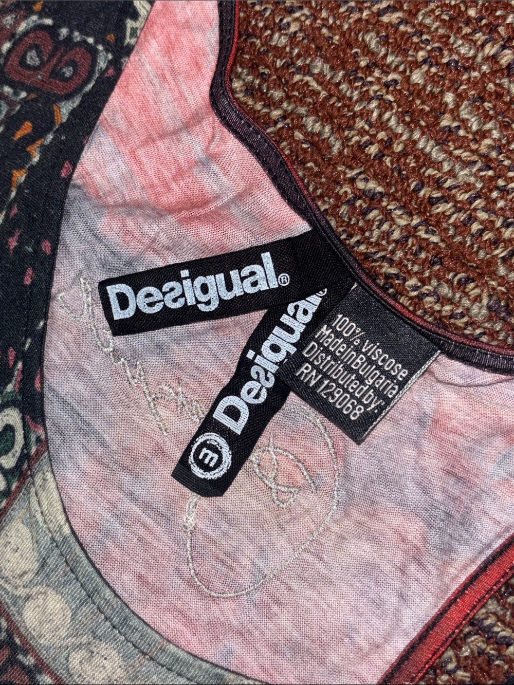 Vintage Desigual 90’s y2k maxi dress stretch jersey drop waist loose fit top M - Picture 11 of 16